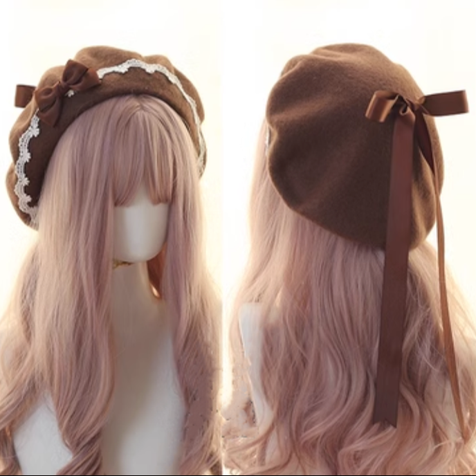 Sweet Lolita Hat Lace Butterfly Bow Berets Multicolor (M / Coffee) 28934:364366
