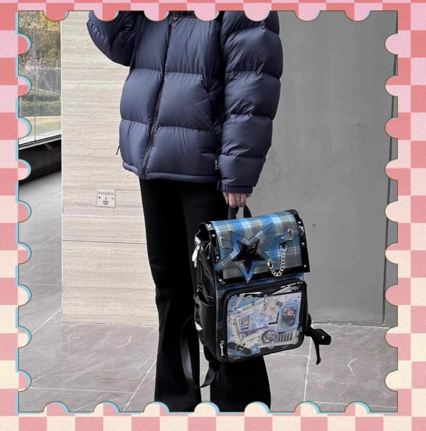 Subculture Ita Bag Plaid Star Large Capacity Ita Backpack 40120:665906